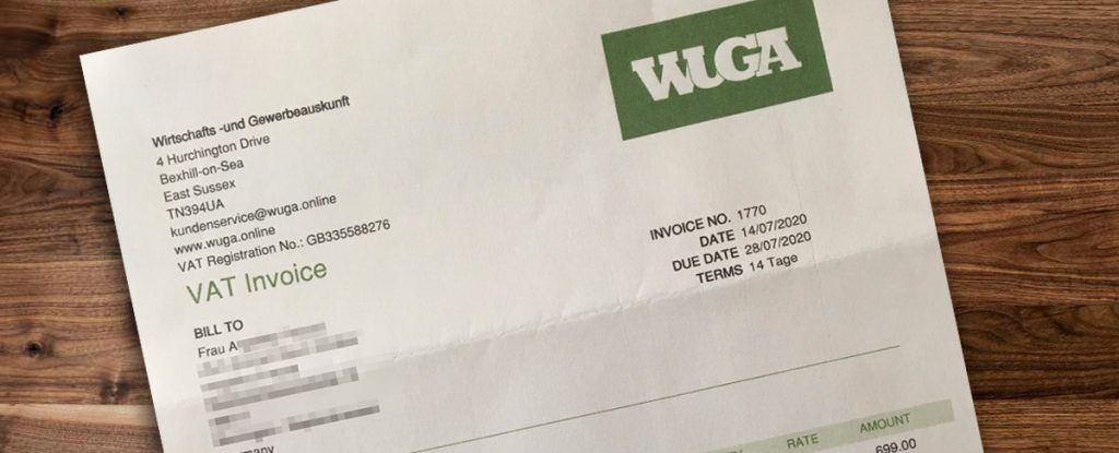 Abwehr der Abofalle WuGa - Wirtschafts und Gewerbeauskunft